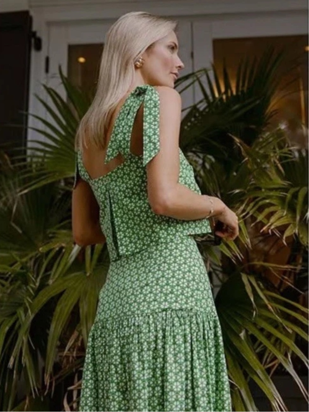 Antonio Melani Style by Simkins Charlotte Printed Poplin Top Skirt Set Green NWT - Picture 9 of 16
